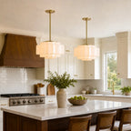 Pendant Lamp Layered Opal Glass Antique Brass Adjustable Cord