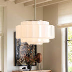 Pendant Lamp Layered Opal Glass Antique Brass Adjustable Cord