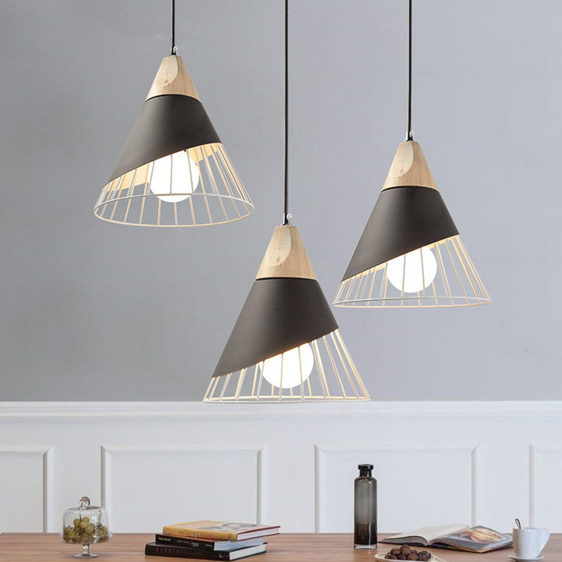 Pendant Lamp Metal Wire Cage & Adjustable Height