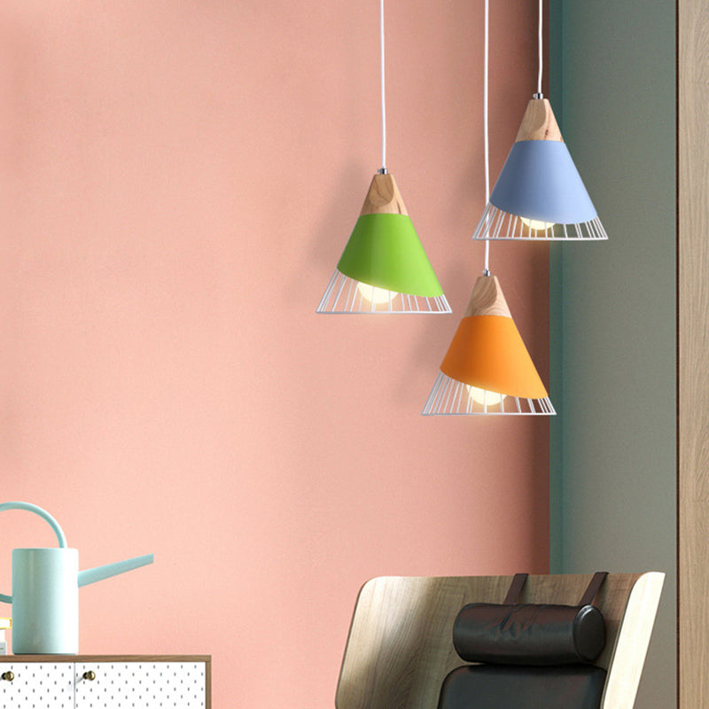 Pendant Lamp Metal Wire Cage & Adjustable Height