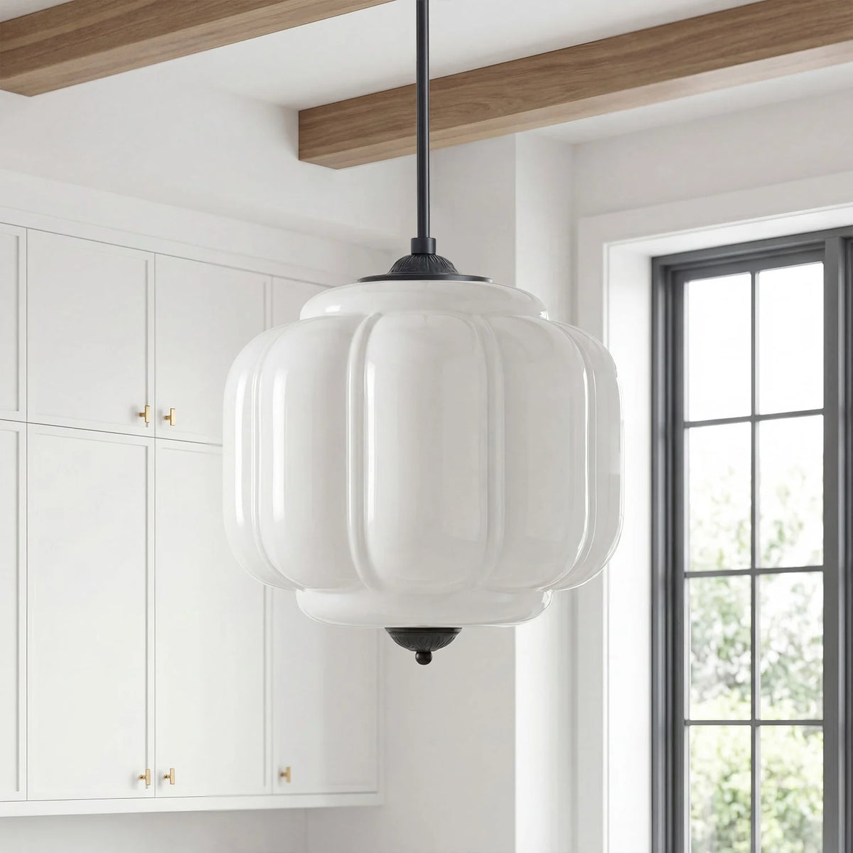 Pendant Lamp Milk Glass Oiled Brass Adjustable Cord