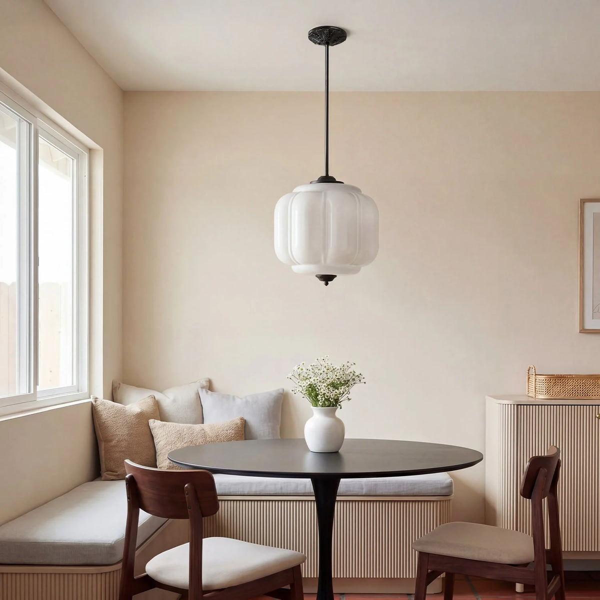 Pendant Lamp Milk Glass Oiled Brass Adjustable Cord