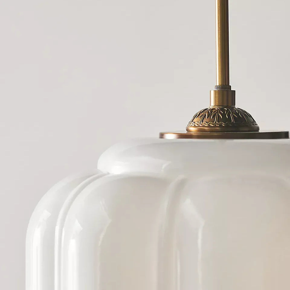 Pendant Lamp Milk Glass Oiled Brass Adjustable Cord
