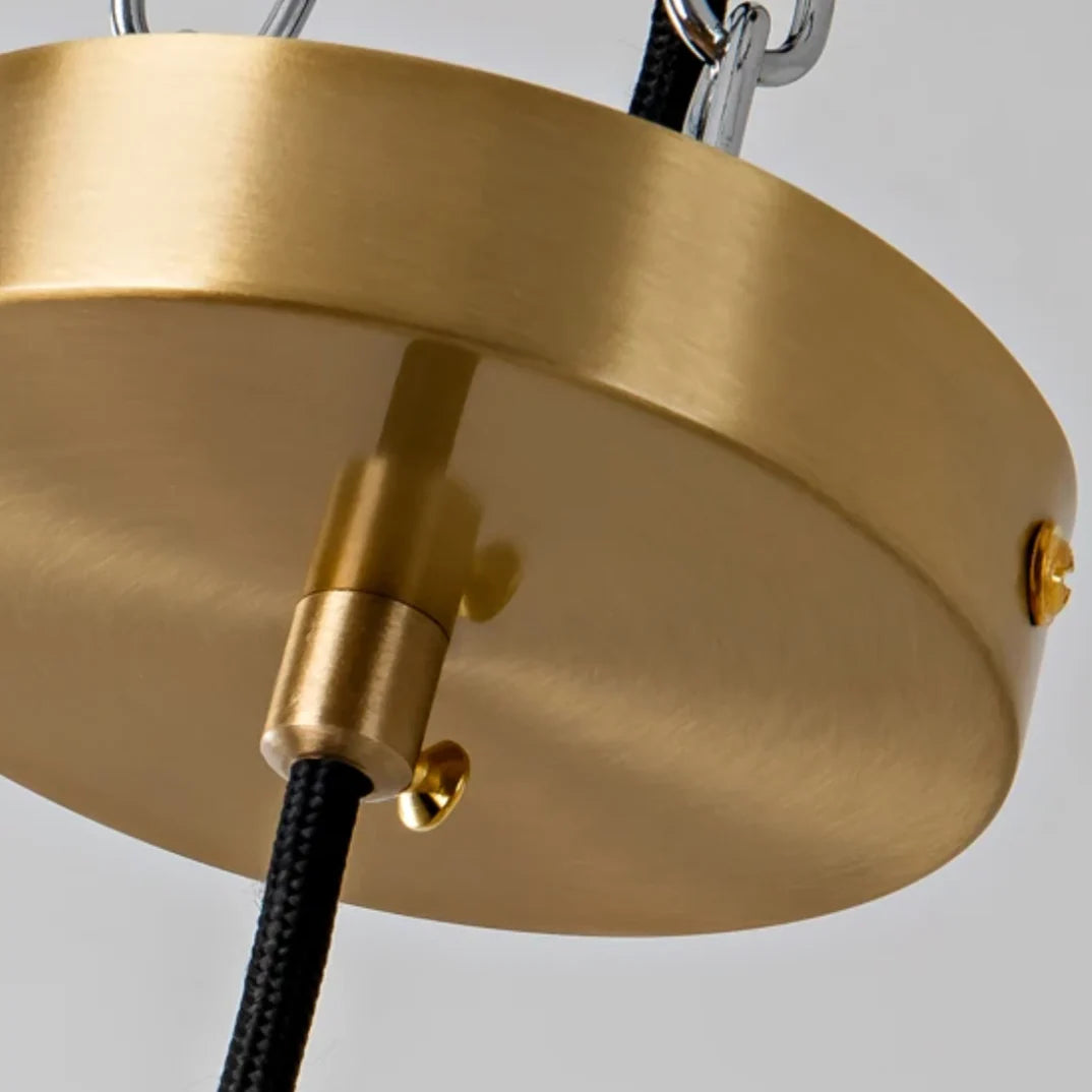 Pendant Lamp Natural Marble & Copper Accent Adjustable Height Cable