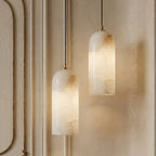 Pendant Lamp Natural Marble & Copper Accent Adjustable Height Cable