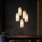 Pendant Lamp Natural Marble & Copper Accent Adjustable Height Cable