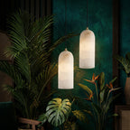 Pendant Lamp Natural Marble & Copper Accent Adjustable Height Cable