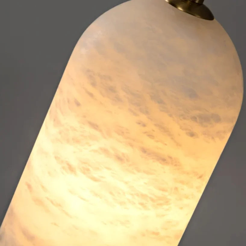 Pendant Lamp Natural Marble & Copper Accent Adjustable Height Cable