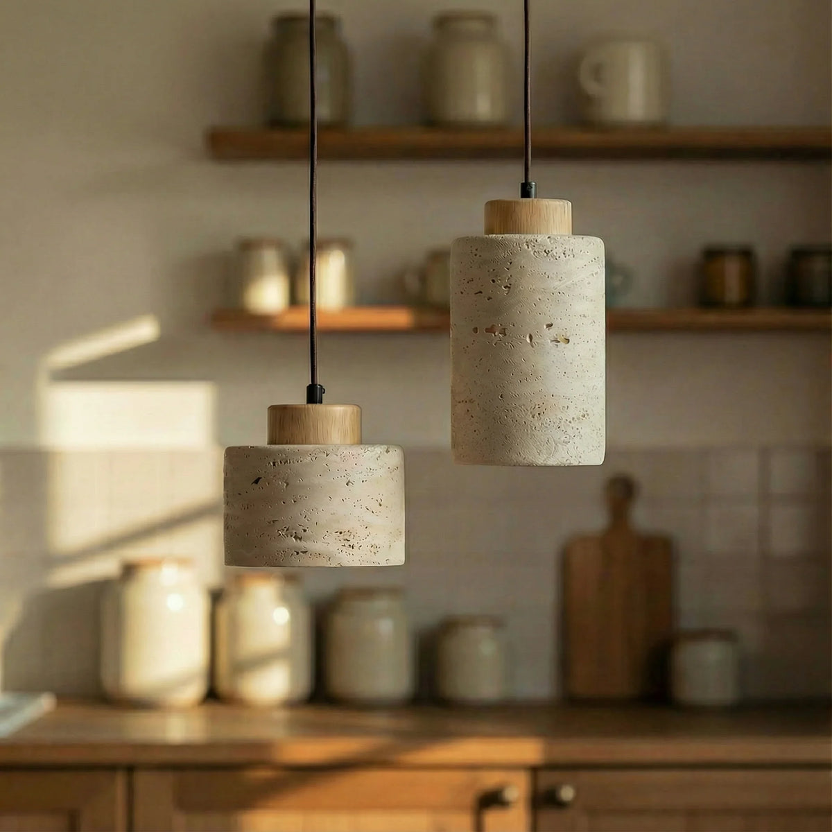 Pendant Lamp Natural Stone Shade Warm Diffused Light