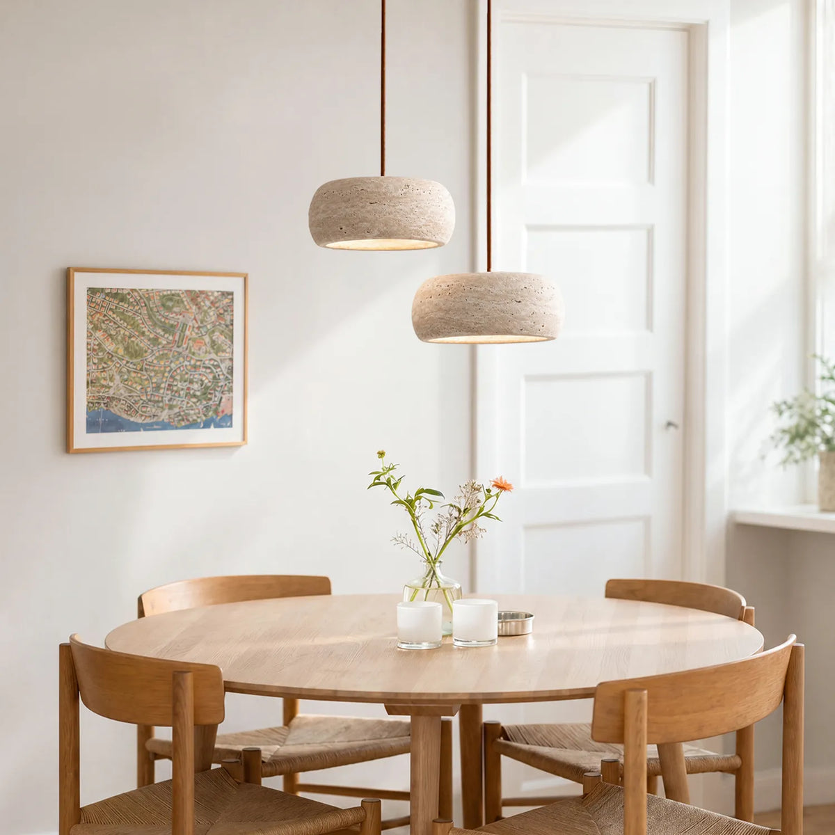 Pendant Lamp Natural Travertine Soft Ambient Glow