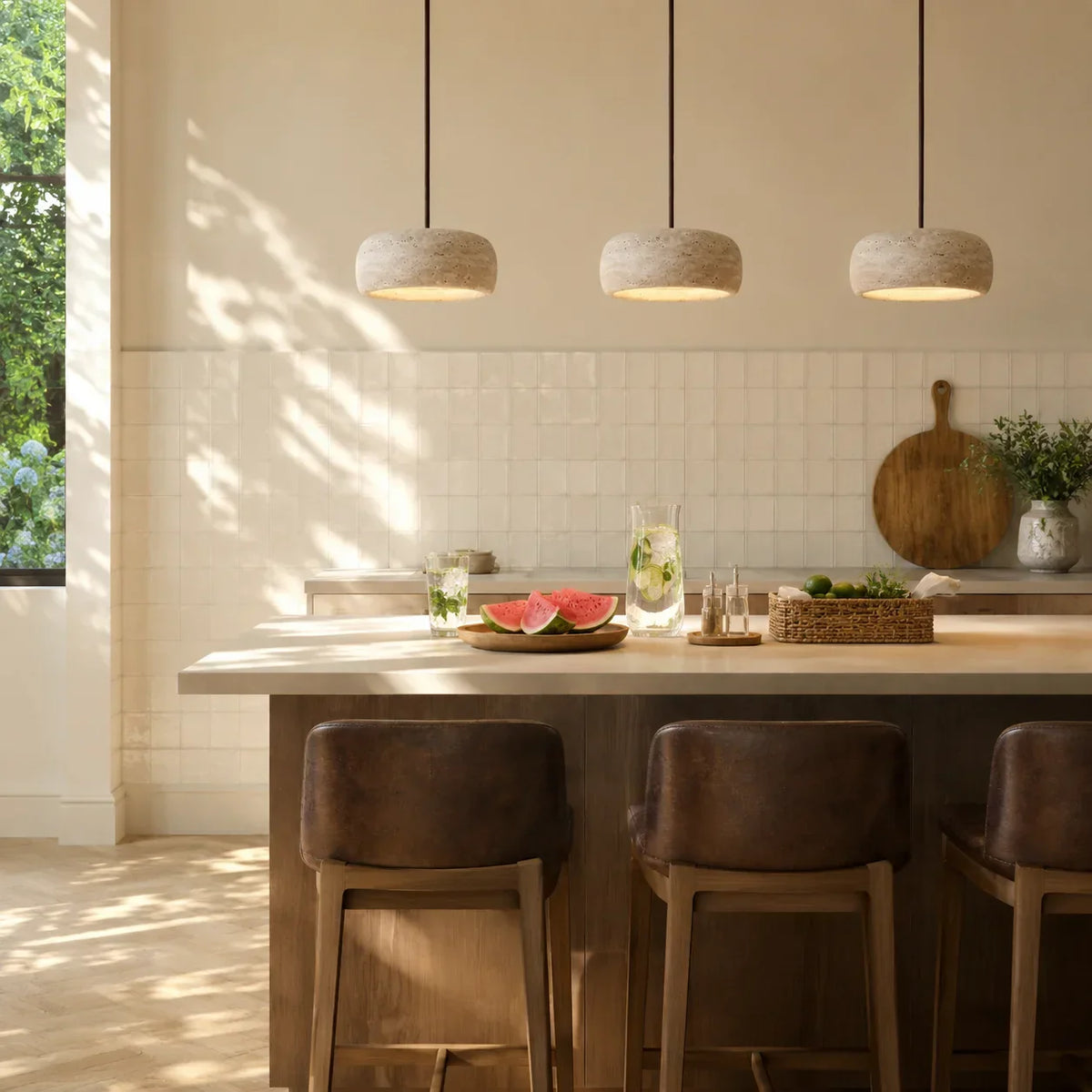 Pendant Lamp Natural Travertine Soft Ambient Glow