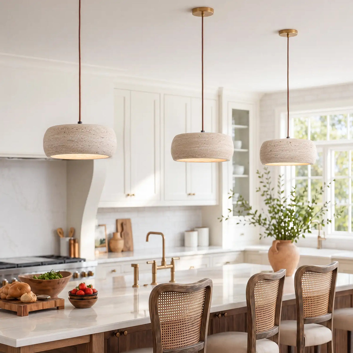 Pendant Lamp Natural Travertine Soft Ambient Glow