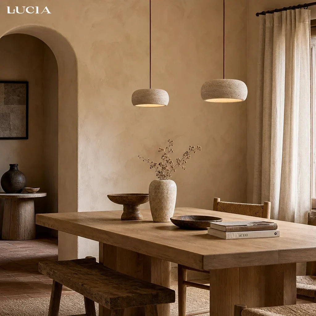 Pendant Lamp Natural Travertine Soft Ambient Glow