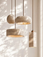Pendant Lamp Natural Travertine Soft Ambient Glow