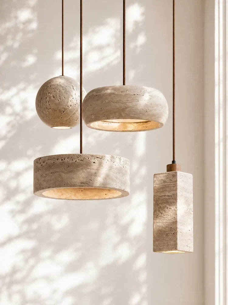 Pendant Lamp Natural Travertine Soft Ambient Glow