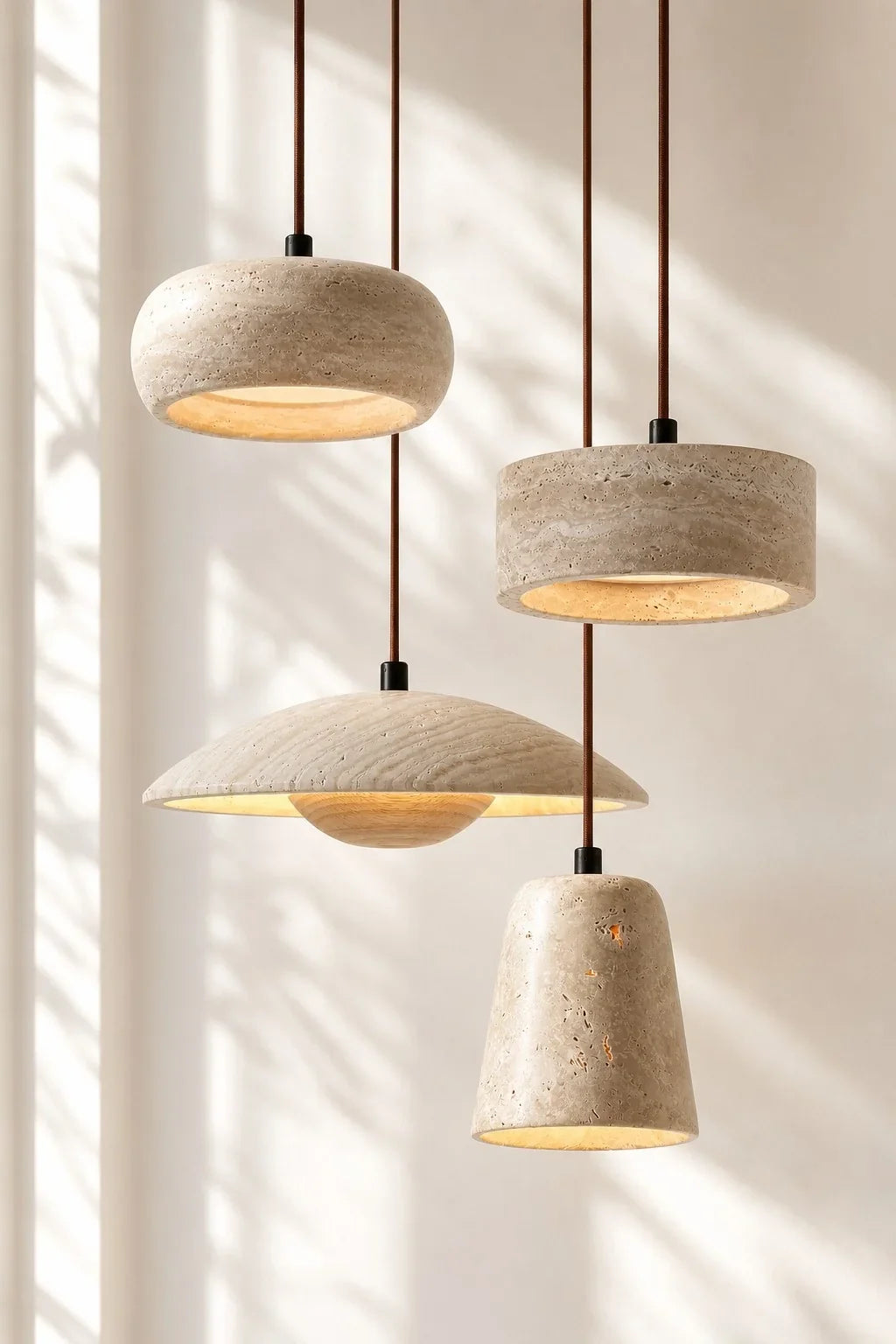 Pendant Lamp Natural Travertine Soft Ambient Glow