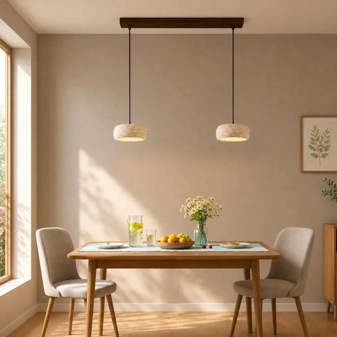 Pendant Lamp Natural Travertine Soft Ambient Glow