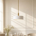 Pendant Lamp Porcelain Shade & Metal Accent Adjustable Height