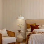 Pendant Lamp Porcelain Shade & Metal Accent Adjustable Height
