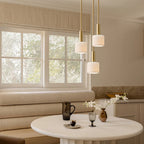 Pendant Lamp Porcelain Shade & Metal Accent Adjustable Height