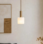 Pendant Lamp Porcelain Shade & Metal Accent Adjustable Height
