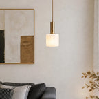 Pendant Lamp Porcelain Shade & Metal Accent Adjustable Height
