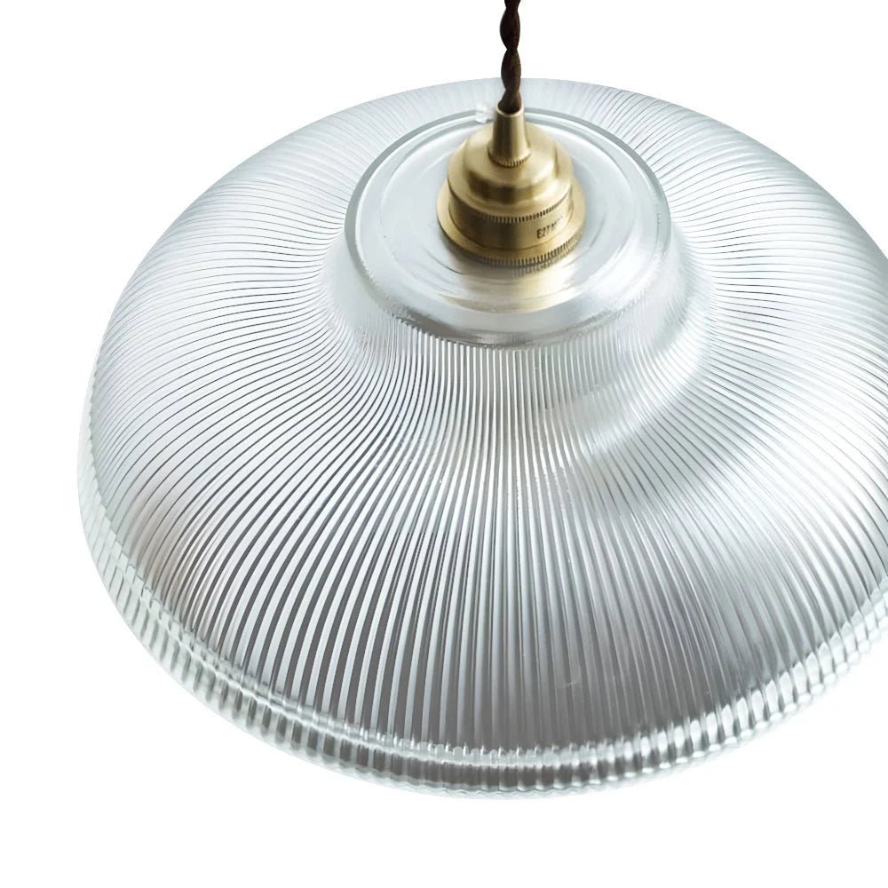 Pendant Lamp Prismatic Glass Brass Accents & Adjustable Cable