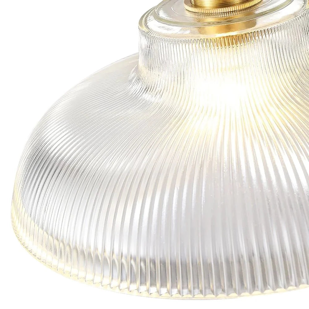 Pendant Lamp Prismatic Glass Brass Accents & Adjustable Cable