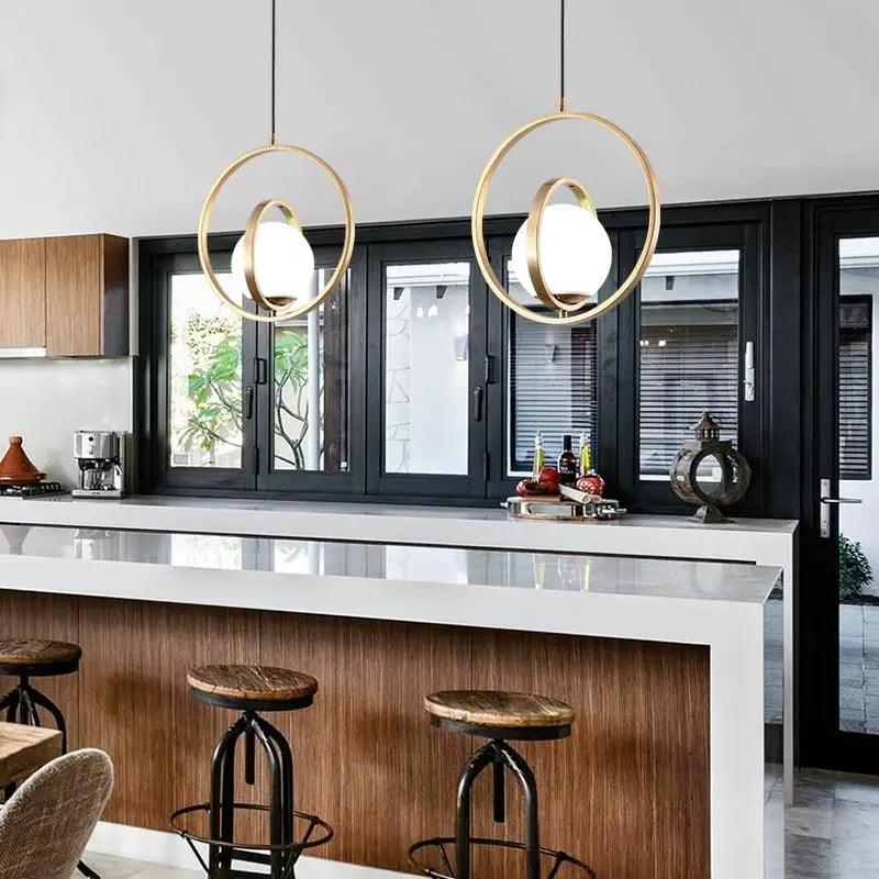 Pendant Lamp Rotating & Adjustable Rings Gold Finish