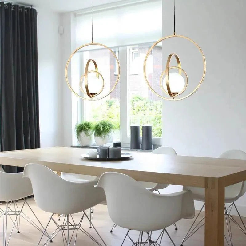 Pendant Lamp Rotating & Adjustable Rings Gold Finish