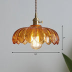 Pendant Lamp Scalloped Glass Floral Shade Adjustable Cord