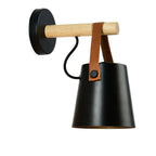Pendant Lamp Scandi Minimalist Wood & Metal Vegan Leather Strap