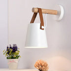 Pendant Lamp Scandi Minimalist Wood & Metal Vegan Leather Strap