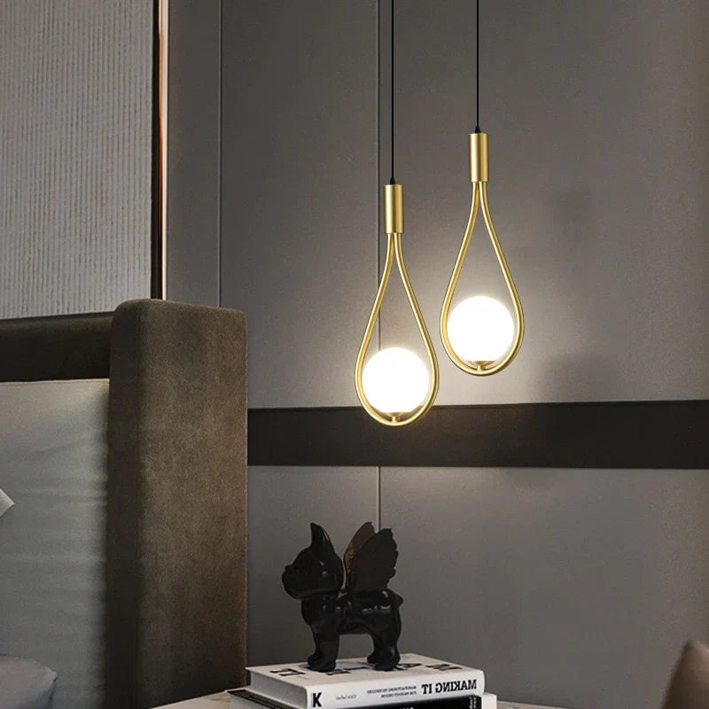 Pendant Lamp Scandinavian Glass & Brass Adjustable Height