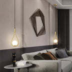 Pendant Lamp Scandinavian Glass & Brass Adjustable Height