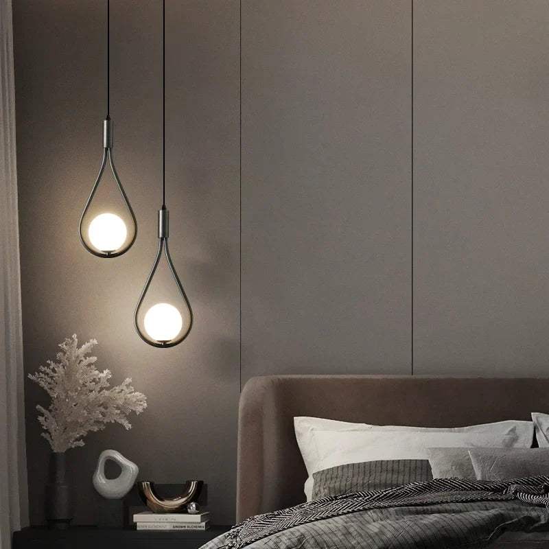 Pendant Lamp Scandinavian Glass & Brass Adjustable Height