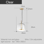 Pendant Lamp Scandinavian Glass Globe Adjustable Cable