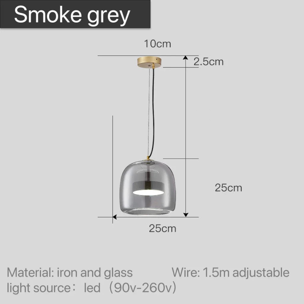 Pendant Lamp Scandinavian Glass Globe Adjustable Cable