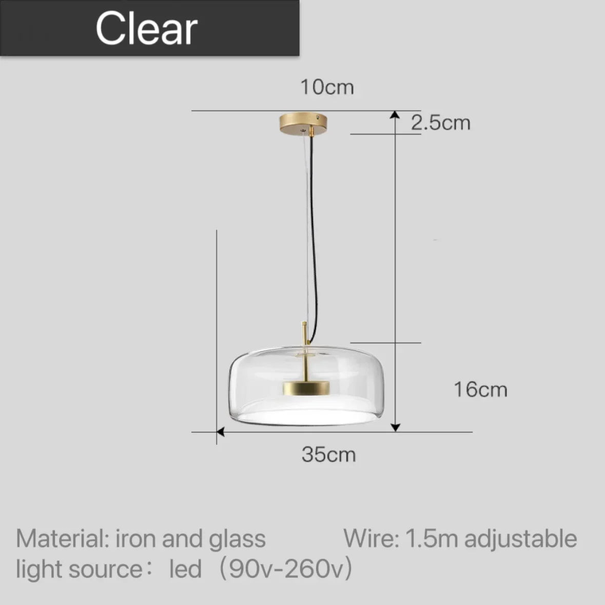 Pendant Lamp Scandinavian Glass Globe Adjustable Cable