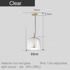 Pendant Lamp Scandinavian Glass Globe Adjustable Cable