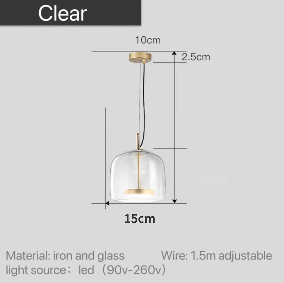 Pendant Lamp Scandinavian Glass Globe Adjustable Cable