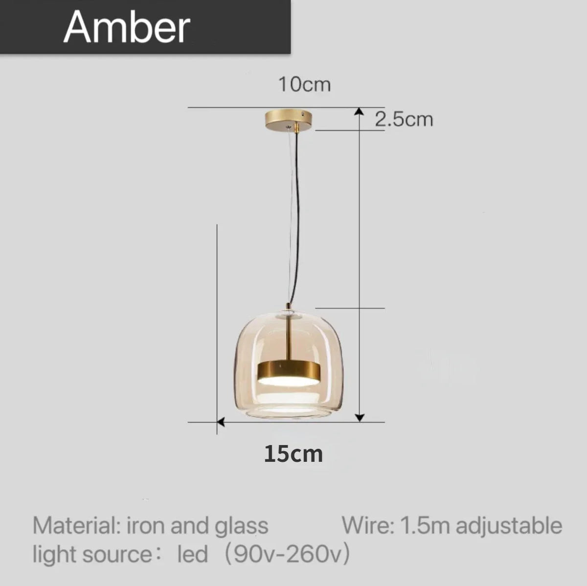 Pendant Lamp Scandinavian Glass Globe Adjustable Cable