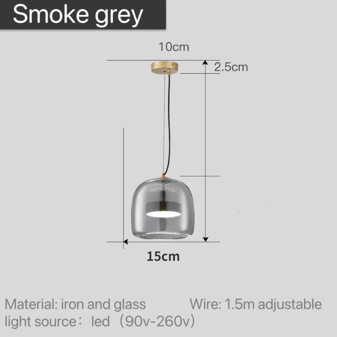 Pendant Lamp Scandinavian Glass Globe Adjustable Cable