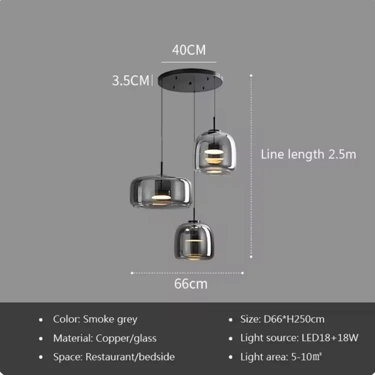 Pendant Lamp Scandinavian Glass Globe Adjustable Cable