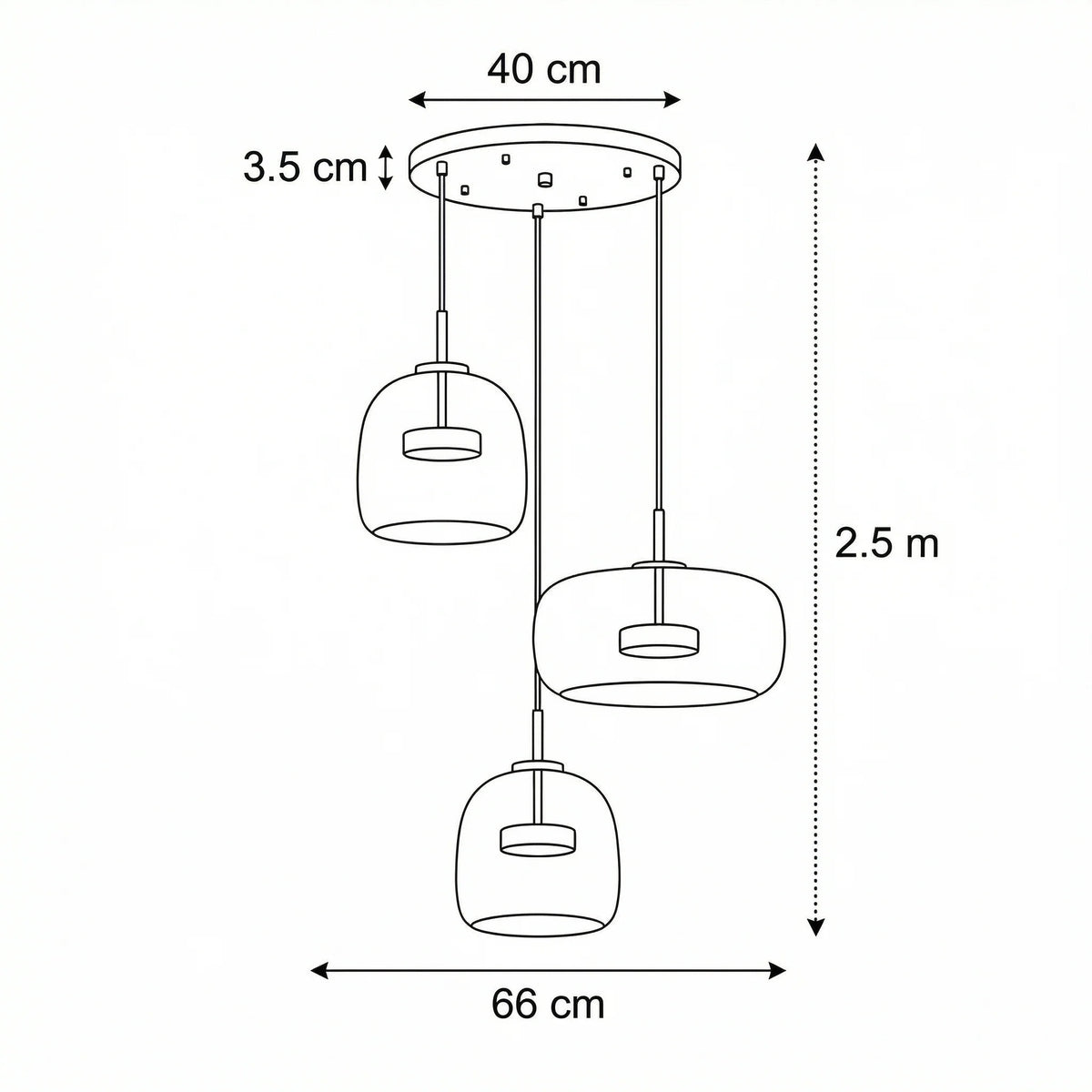 Pendant Lamp Scandinavian Glass Globe Adjustable Cable