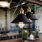 Pendant Lamp Scandinavian Industrial Black With Gold Accents