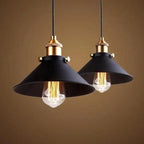 Pendant Lamp Scandinavian Industrial Black With Gold Accents