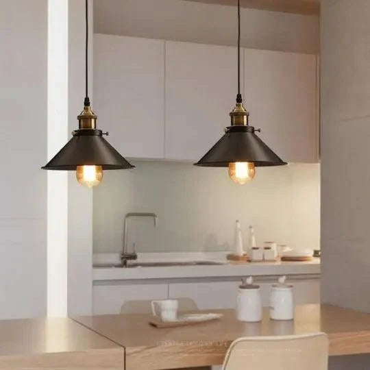 Pendant Lamp Scandinavian Industrial Black With Gold Accents