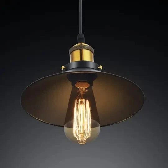 Pendant Lamp Scandinavian Industrial Black With Gold Accents