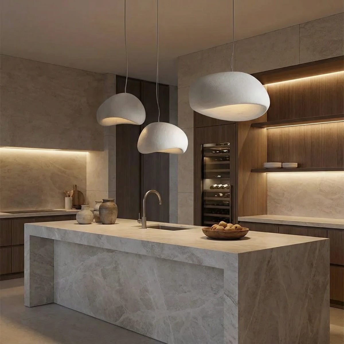 Pendant Lamp Scandinavian Minimalist Matte Stone-Effect Soft Downward Light